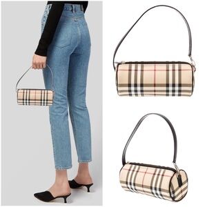 💯Authentic Burberry House Check Pochette Handbag Purse Small *Sparkly/Glittery*